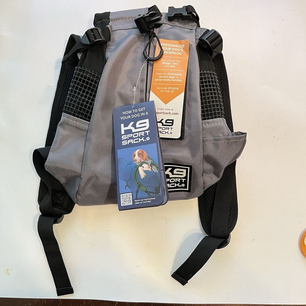 K9 Sport Sack Dog Carrier Adjustable Backpack Size XS Charcoal Grey
